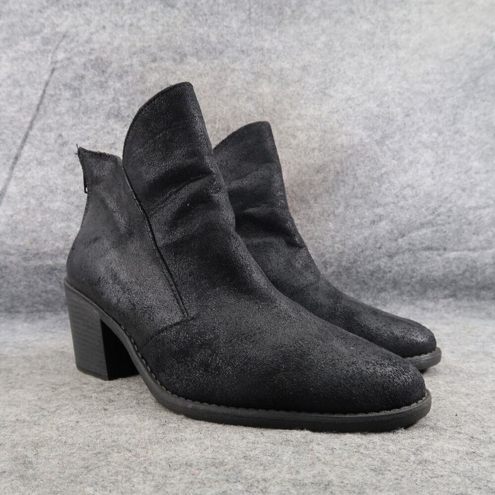 Qupid Shoes Womens 10 Bootie Fashion Lifestyle Boho Block Heel Zip Classic Black